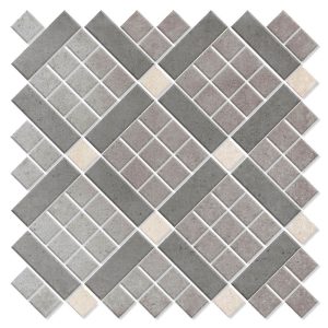 Mosaik Klinker Oristan Beige Grå Mörkgrå Rak Matt 30x30 cm