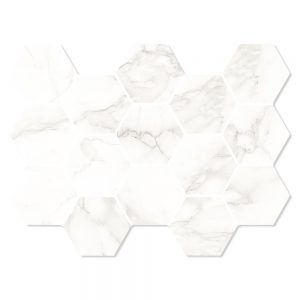 Marmor Mosaik Klinker Hera Vit Polerad Rak 33x23 cm