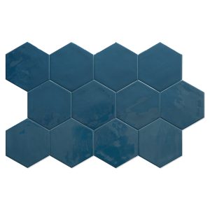 Hexagon Kakel Lume Mörkblå Blank 14x16 cm