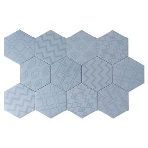 Hexagon Klinker Advant Blå Mönstrad Matt 14x16 cm