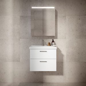 Möbelpaket INR Viskan Solid med Tvättställ och handtag, Spegelskåp Stage