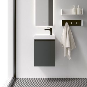 Tvättställsskåp Milli Graphite 40 cm Höger med Handfat Vit Blank