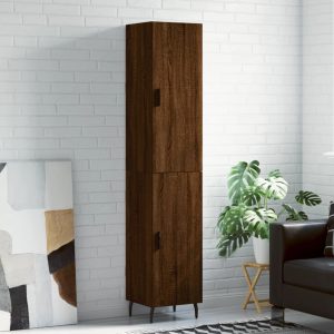 vidaXL Högskåp brun ek 34,5x34x180 cm konstruerat trä