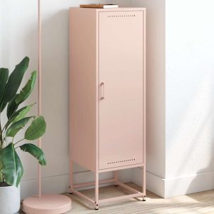vidaXL Högskåp rosa 36x39x123 cm stål