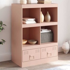 vidaXL Högskåp rosa 67x39x95 cm stål