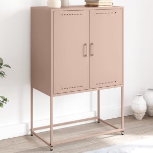 vidaXL Högskåp rosa 68,5x38,5x107 cm stål