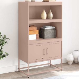 vidaXL Högskåp rosa 68,5x38,5x123,5 cm ståls