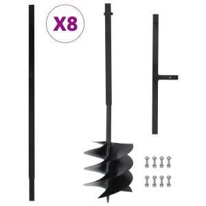 vidaXL Jordborr med handtag 250 mm med förlängningsrör 8 m stål