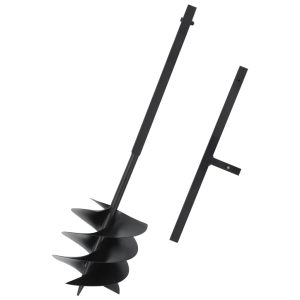 vidaXL Jordborr med handtag 250 mm stål svart