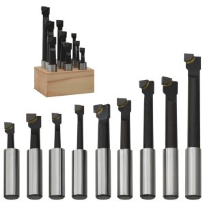 vidaXL Svarvstål 9 st 12 mm med träbas