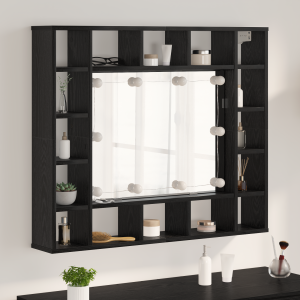 vidaXL Spegelskåp Svart ek 91 x 15 x 76.5 cm Konstruerat trä