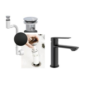 Tvättställsblandare Macro Design Taro med Vattenlås och Bottenventil Pop-Up EasyClean