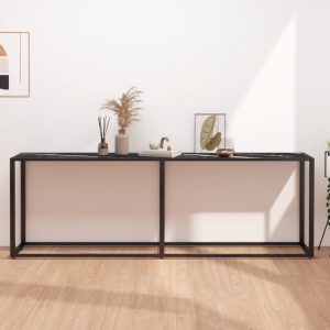 vidaXL Konsolbord svart marmor 220x35x75,5 cm härdat glas